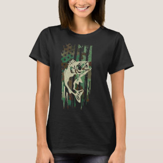T-shirt Camouflage américain Drapeau pêche basse