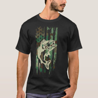 T-shirt Camouflage américain Drapeau pêche basse