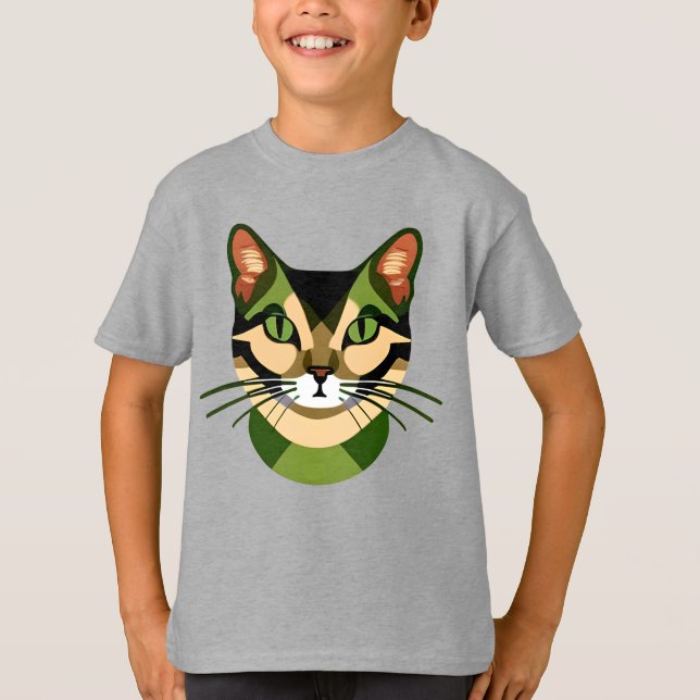 T-shirt Camouflage Chat Portrait Tee de l'enfant (Devant)