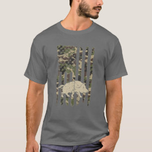 T-shirt Camouflage Drapeau Américain Chasse Costume Chass
