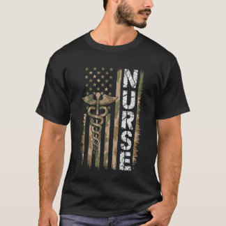 T-shirt Camouflage Drapeau américain Infirmière RN ER USI