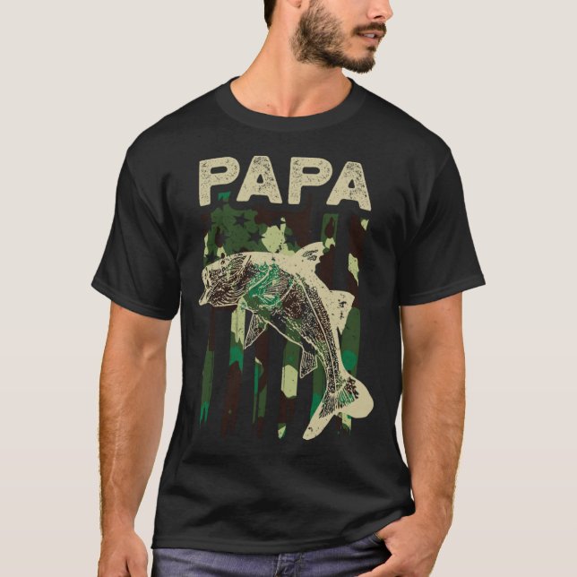 T-shirt Camouflage Drapeau Américain Snook Pêche Papa Snoo (Devant)
