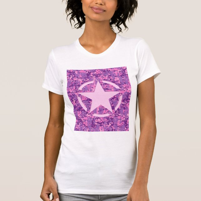 T-shirt Camouflage numérique rose-chaud (Devant)