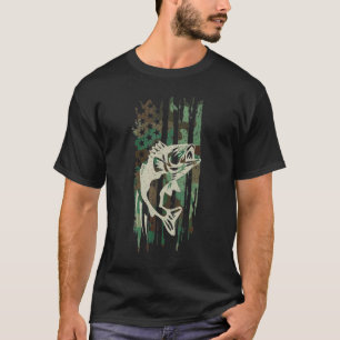 T-shirt Camouflage pêche à la basse drapeau américain Usa 