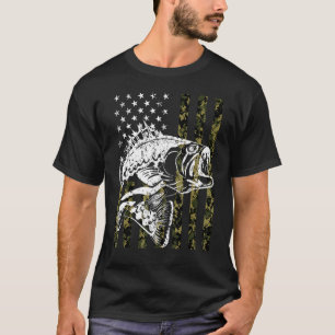 T-shirt Camouflage pêche drapeau USA pour pêcheur de basse