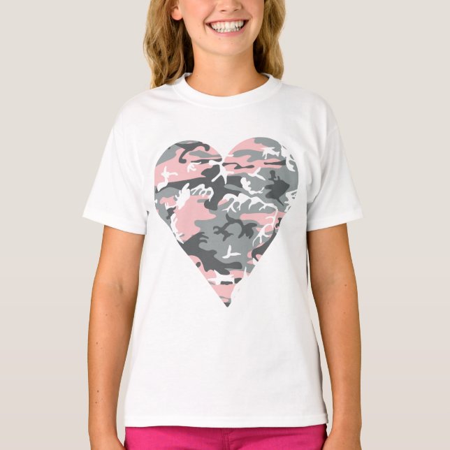 T-shirt Camouflage rose et gris, Militaire, Armée (Devant)