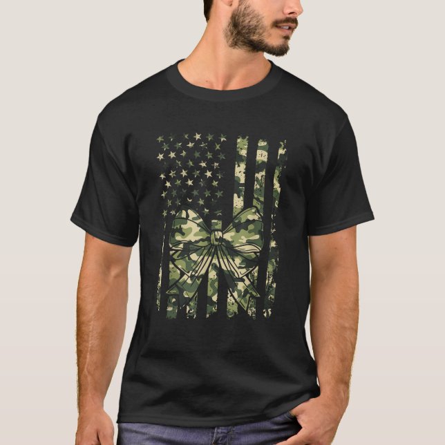 T-shirt Camouflage Vieux Camo Bow Camo Coquette Chasse aux (Devant)