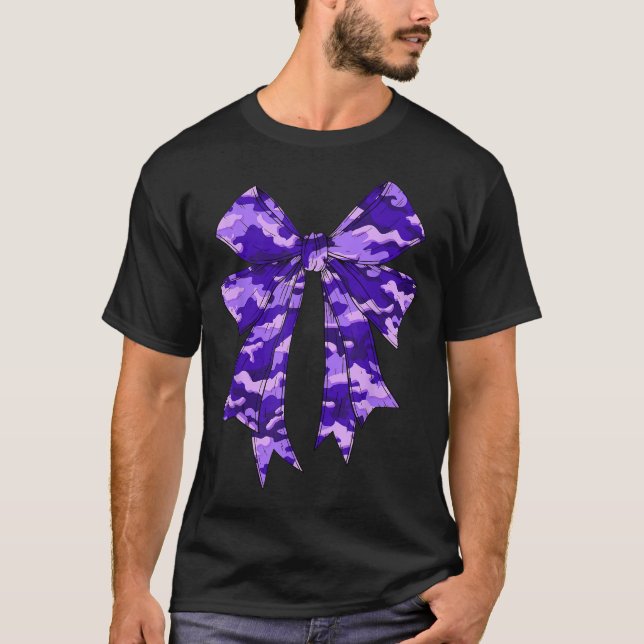 T-shirt Camouflage Violet Camo Coquette Chasse aux Bow (Devant)