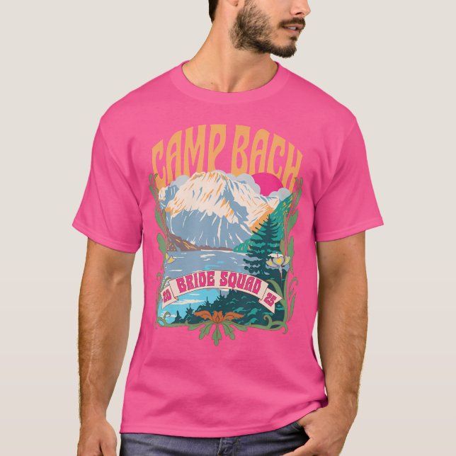 T-shirt Camp Bach 2025 Équipe de la Mariée Rétro Camping E (Devant)