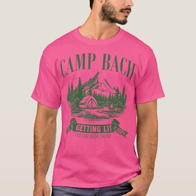 T-shirt Camp Bach Obtenir Lit Camping Bachelorette Party 2 (Devant)