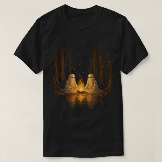 T-shirt Camp de fantômes effrayants au feu de camp - Art d (Design devant)