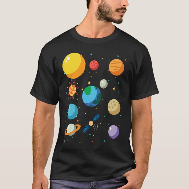 T-shirt Camp de recherche spatiale sur le système solaire (Devant)