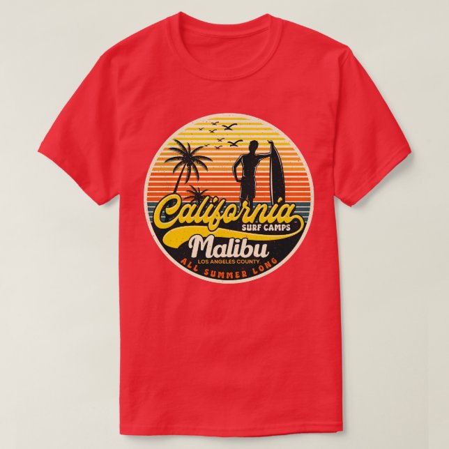 T-shirt Camp de Surf californien Malibu (Design devant)