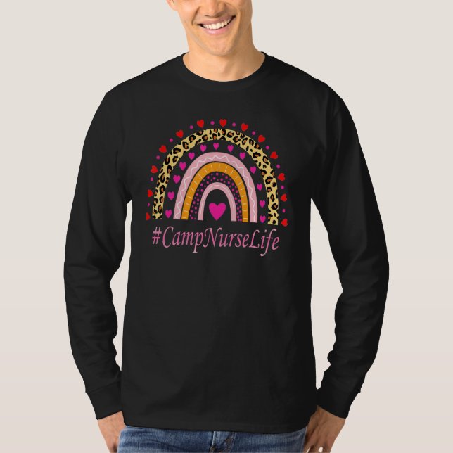 T-shirt Camp Nurse Leopard Rainbow Nurse's Week (Devant)