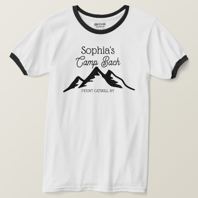 T-shirt Camp Personnalisé Rétro Montagnes Bach Noir (Design devant)