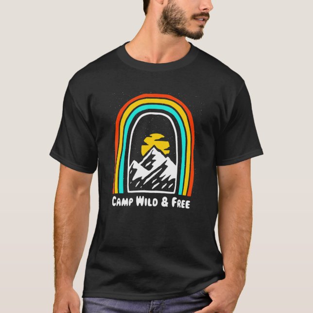 T-shirt Camp Wild & Camping gratuit Randonnée Camper Hiker (Devant)