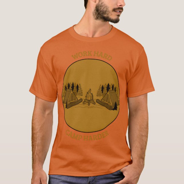 T-shirt Campagne de travail dur plus dur Camping garçon (Devant)