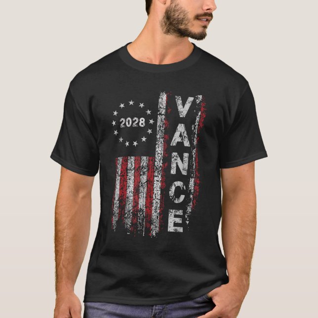 T-shirt Campagne électorale Vance 2028 Président Drapeau a (Devant)