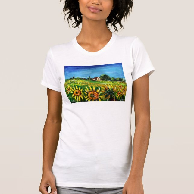 T-SHIRT CAMPAGNE ET TOURNESOLS EN TOSCANE (Devant)