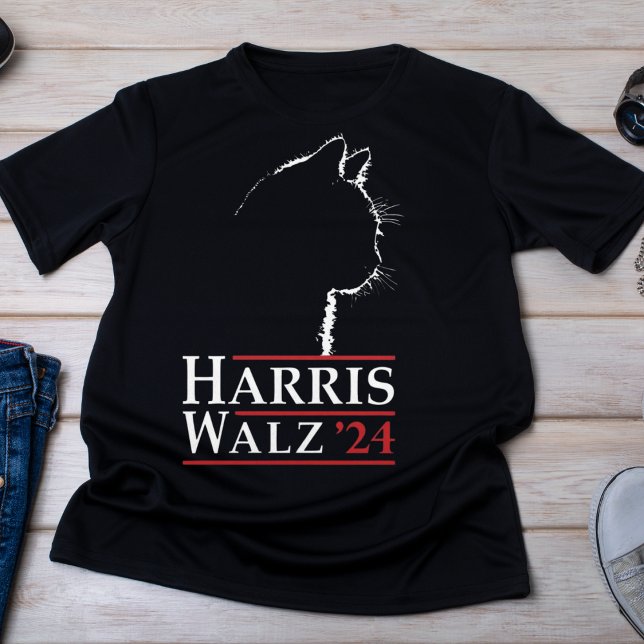 T-shirt Campagne Harris Walz '24 Cat Silhouette (Créateur téléchargé)