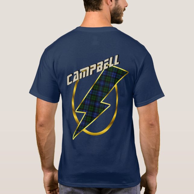 T-shirt Campbell Clan Badge & Boulon de foudre Tartan (Dos)