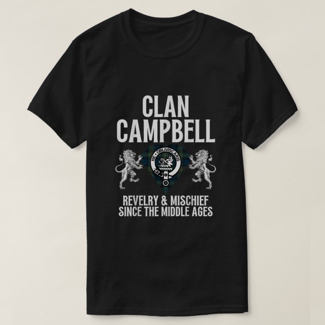 T-shirt Campbell Clan Scottish Nom Armoiries Tartan Fa (Design devant)