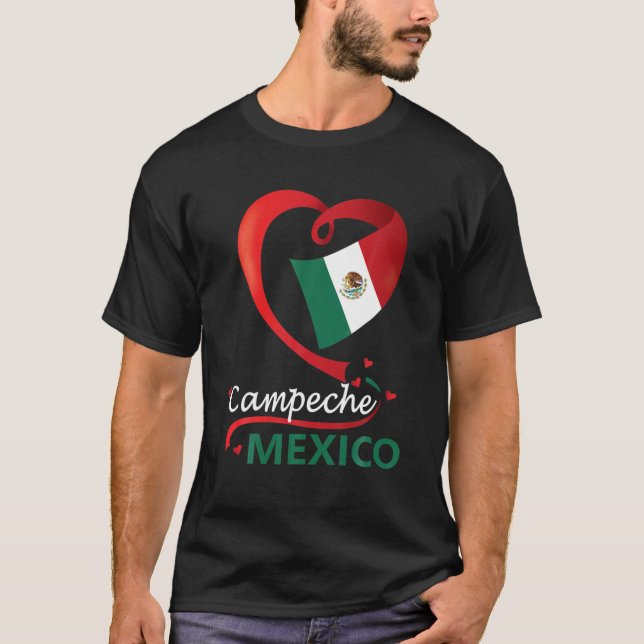 T-shirt Campeche Mexico Heart Flag Mexicana Corazon Mujer (Devant)