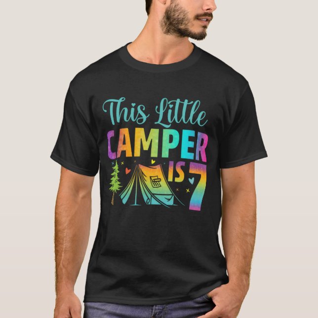 T-shirt Camper  Birthday 7 Years Old Camping 7th Bday retr (Devant)
