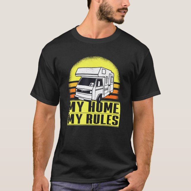 T-shirt Camper - Camping Caravan - Ma maison Mes règles (Devant)