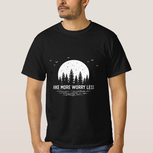 T-shirt Camper Gift | Hike More Worry Less Birthday (Devant)