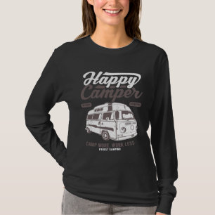 T-shirt Camper Happy Camping Van Vintage en détresse