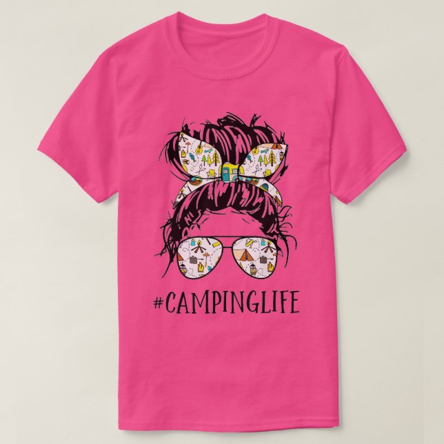 T-shirt Camper Life Maman Camping Life Humour Crâne Chemis (Design devant)