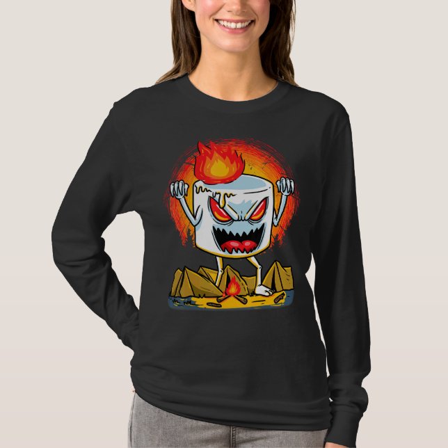 T-shirt Camper Marshmallow Camper Bonfire Halloween Hommes (Devant)