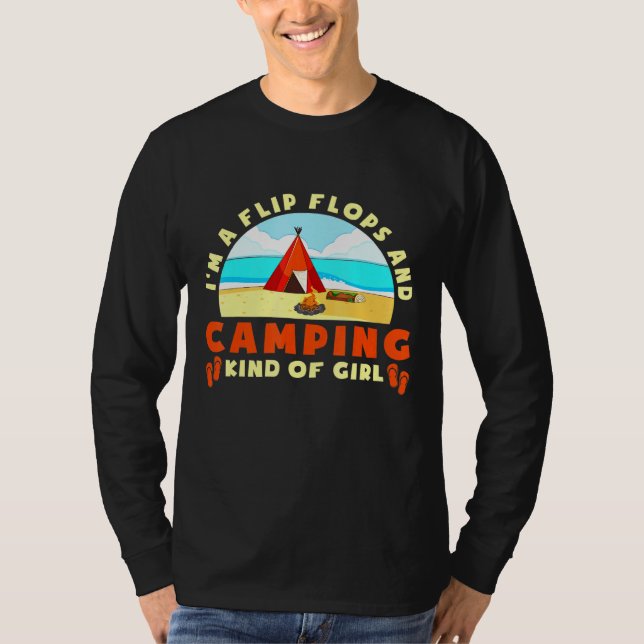 T-shirt Camper Mom Tent Im A Flip Flops Et Camping Kinda (Devant)