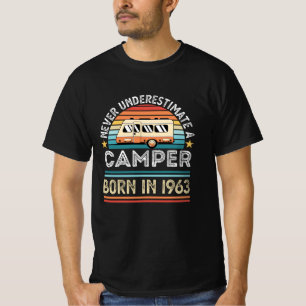 T-shirt Camper né 1963 60e anniversaire camping cadeau