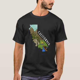 T-shirt Camper Outdoor Us State California Buscraft Hiker