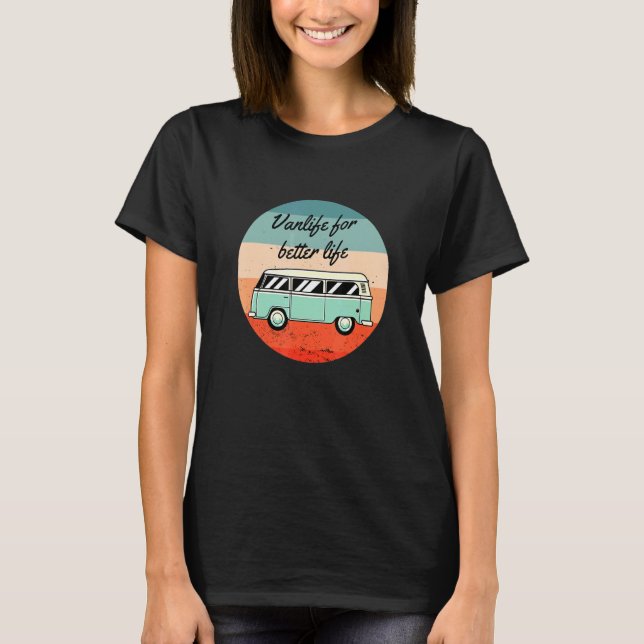 T-shirt Camper Retro Vintage Van Life Caravan (Devant)