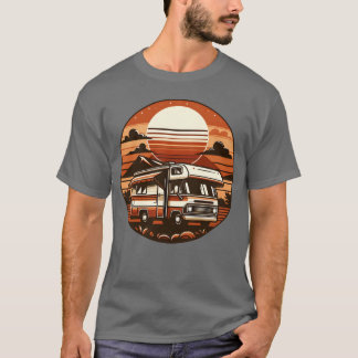 T-shirt Camper RV Camping Vacances Vintage Rond Coucher de