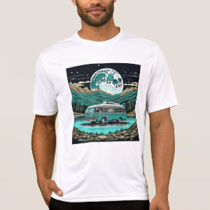 T-shirt Camper turquoise Vintage RV dans les montagnes Ret