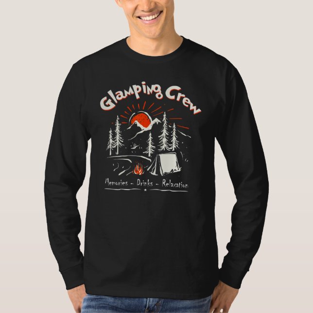 T-shirt Camper Vacation Glamping Crew Memories Fire Friend (Devant)