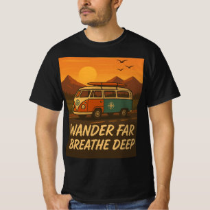 T-shirt Camper van vintage avec coucher de soleil et devis