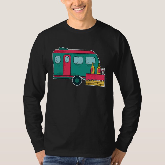 T-shirt Camper Van Wine Cute  Outdoor (Devant)