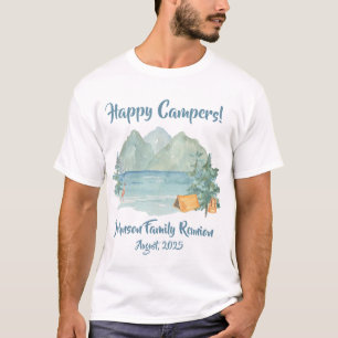 T-shirt Campeurs heureux Montagnes Rustiques Famille Réun