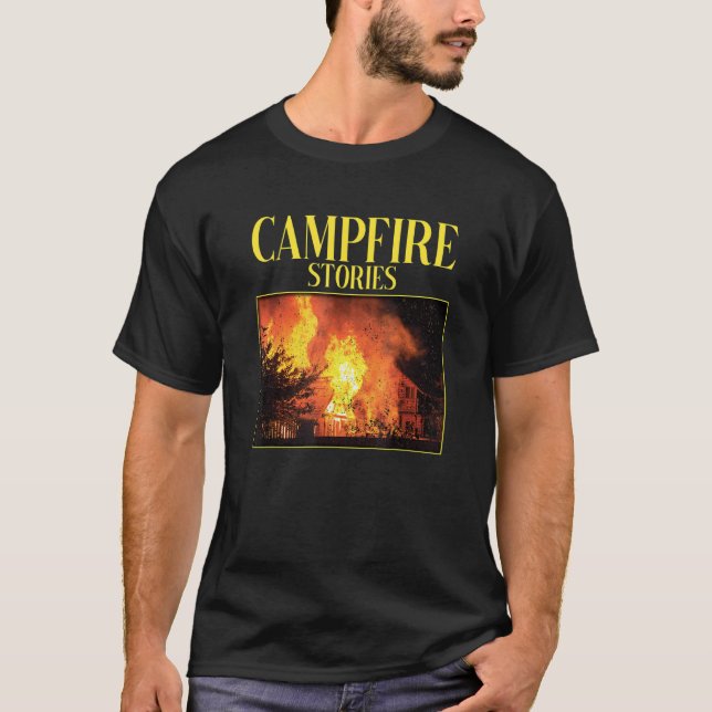 T-shirt Campfire Stories Burning House Camping Camper Moun (Devant)