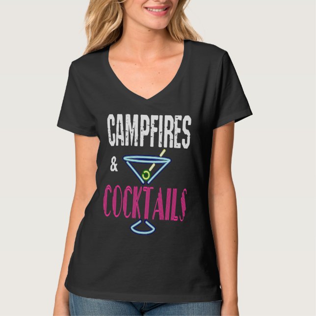 T-shirt Campfires and Cocktails  Camping Drinking Camp Hum (Devant)