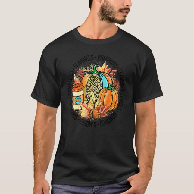 T-shirt Campfires Flannels Pumpkins Spice Leaves Hayrides  (Devant)