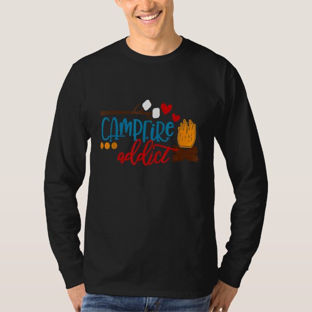 T-shirt Camping Addict Camping Camping Cute Smores Feu de  (Devant)