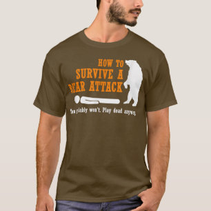T-shirt Camping amusant Comment survivre à une attaque d'o