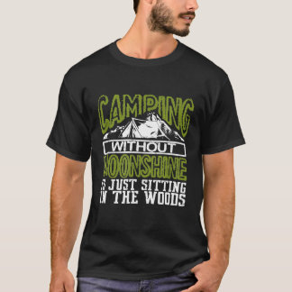 T-shirt Camping Amusant Sans Lune Est Assis Dans