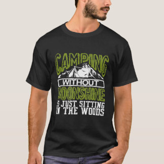 T-shirt Camping Amusant Sans Lune Est Assis Dans